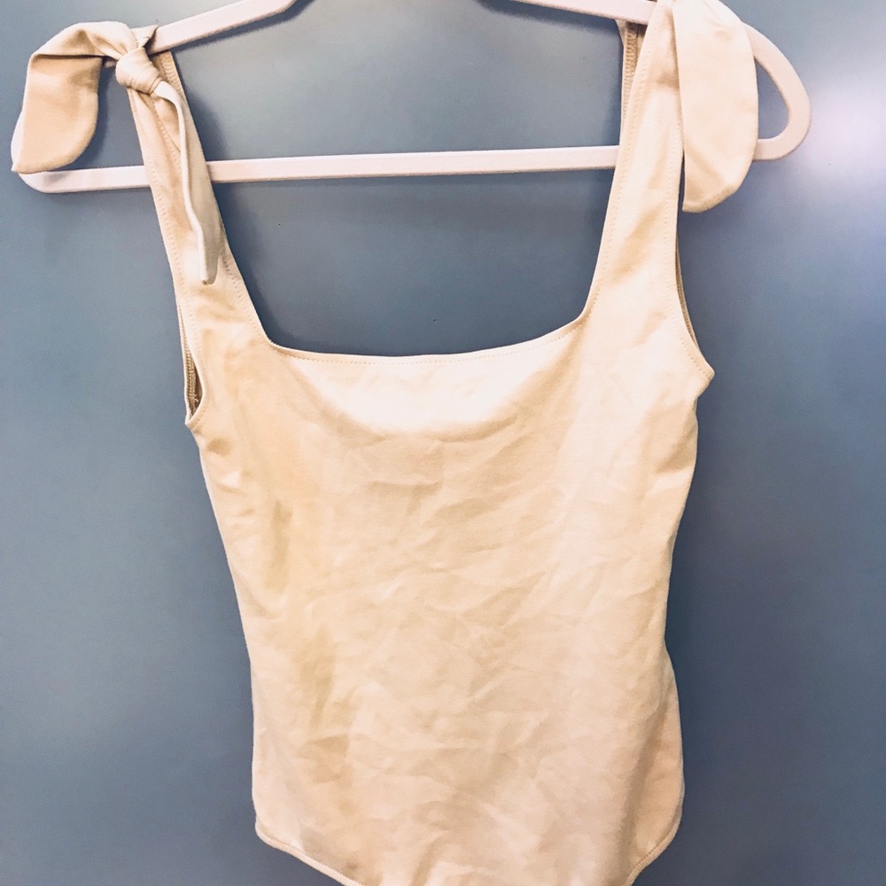 nude tight bodysuit w/ top ties